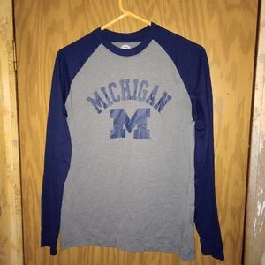 Rivalry Threads 91 Michigan Wolverines Graphic Top Gray & Blue Mens Medium 38/40